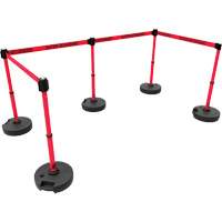 PLUS Barrier Post Set X5, Plastic, 42" H, Red Tape, 15' Tape Length GTA Hardware Inc