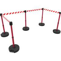 PLUS Barrier Post Set X5, Plastic, 42" H, Red Tape, 15' Tape Length GTA Hardware Inc