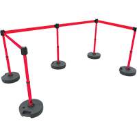 PLUS Barrier Post Set X5, Plastic, 42" H, Red Tape, 15' Tape Length GTA Hardware Inc