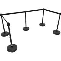 PLUS Barrier Post Set X5, Plastic, 42" H, Black Tape, 15' Tape Length GTA Hardware Inc