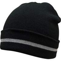 Bonnet en tricot avec bande r&eacute;fl&eacute;chissante argent&eacute;e, Taille unique, Noir GTA Hardware Inc