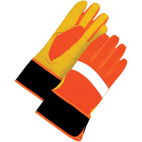 High Visibility Gloves, Size Large, Grain Leather Palm GTA Hardware Inc