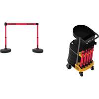 Syst&egrave;me de barri&egrave;re &agrave; chariot portatif avec plateau Plus, 75' lo, M&eacute;tal/Plastique, Rouge GTA Hardware Inc