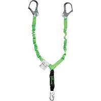 Miller&reg; StretchStop&reg; Shock-Absorbing Lanyard, 6', Scaffold Hook Center, Locking Snap Hook Leg Ends, Polyester GTA Hardware Inc