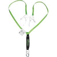Miller&reg; HP Shock-Absorbing Lanyard, 6', Scaffold Hook Center, Locking Snap Hook Leg Ends, Polyester GTA Hardware Inc