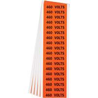 "460 Volts" Conduit & Voltage Labels, 1/2" x 2-1/4", Cloth/Vinyl, English GTA Hardware Inc