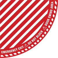 Signalisation au sol ?Emergency Exit? (sortie de secours) pour porte battante en quart de cercle, Adh&eacute;sif, Anglais avec pictogramme GTA Hardware Inc