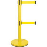 Dual Belt Crowd Control Barrier, Steel, 35" H, Yellow Tape, 7' Tape Length GTA Hardware Inc