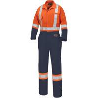 5514WBB Women's 2-Tone Safety Coveralls, X-Small, High Visibility Orange/Navy Blue GTA Hardware Inc