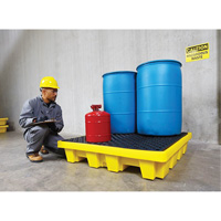 Ultra-Spill Pallet emboitable, 4 barils, Capacit&eacute; de d&eacute;versement 66 gal. US, 51" x 51" x 10" GTA Hardware Inc