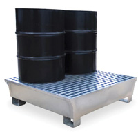 Ultra-Spill Pallet en acier, 4 barils, Capacit&eacute; de d&eacute;versement 68 gal. US, 49,1" x 47,1" x 10,9" GTA Hardware Inc