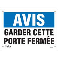 "Porte ferm&eacute;e" Sign, 7" x 10", Vinyl, French GTA Hardware Inc
