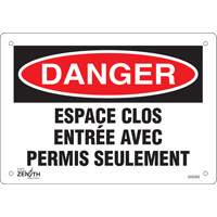"Espace clos" Sign, 7" x 10", Plastic, French GTA Hardware Inc