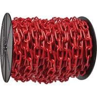 Chaîne de s&eacute;curit&eacute; en plastique robuste, Rouge, Maillon de 2", 100' de long GTA Hardware Inc