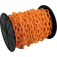 Chaîne de s&eacute;curit&eacute; en plastique robuste, Orange, Maillon de 2", 100' de long GTA Hardware Inc
