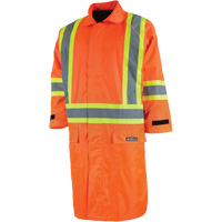 Long Rain Jacket with Detachable Hood, Nylon/PVC, Small, High Visibility Orange GTA Hardware Inc
