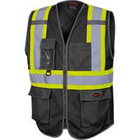 6959BK Tricot High-Visibility Safety Vest with Zipper Closure, Black, X-Small, Polyester GTA Hardware Inc