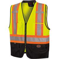 6895 High-Visibility Zip Front Bi-Colour Safety Vest, Black/High Visibility Lime-Yellow, 2X-Large/3X-Large, Polyester GTA Hardware Inc