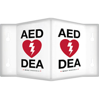 90° Projecting "AED/DEA" Sign, 9" x 6", Plastic, Bilingual with Pictogram GTA Hardware Inc