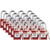Cadenas de verrouillage Velocity, Rouge, Cl&eacute;s diff&eacute;rentes, Nylon, Largeur de 1-1/2" GTA Hardware Inc
