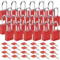 Cadenas de verrouillage Velocity, Rouge, Cl&eacute;s diff&eacute;rentes, Aluminium, Largeur de 1-1/2" GTA Hardware Inc