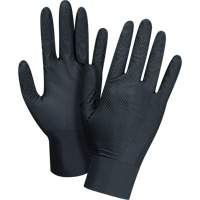 Gants d'examen de poids lourd &agrave; prise tactile, Petit, Nitrile, 8 mils, Sans poudre, Noir GTA Hardware Inc
