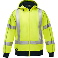 Bisley&reg; X-Back Full Zip Hooded Sweatshirt with Sherpa Lining, Small, High Visibility Lime-Yellow GTA Hardware Inc