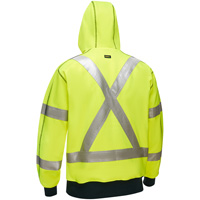 Bisley&reg; X-Back Full Zip Hooded Sweatshirt with Sherpa Lining, Small, High Visibility Lime-Yellow GTA Hardware Inc