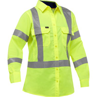 Chemise de travail &agrave; manches longues et X au dos Bisley avec X-Airflow pour femmes, Poly-coton, Petit, Jaune lime haute visibilit&eacute; GTA Hardware Inc
