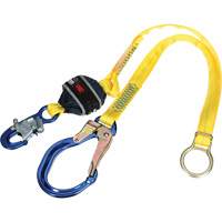 Tie-Back Web Shock-Absorbing Lanyard, 6', Rebar Hook Center, Snap Hook Leg Ends, Polyester GTA Hardware Inc