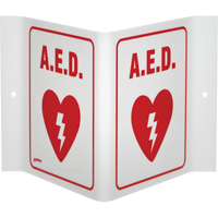 "A.E.D." V-Style Sign, 6" x 9", Acrylic, English with Pictogram GTA Hardware Inc
