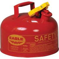 Bidon de s&eacute;curit&eacute; pour les produits inflammables, Type I, Acier galvanis&eacute;, 2 gal. US, Rouge, Homologu&eacute; FM/List&eacute; UL/ULC GTA Hardware Inc