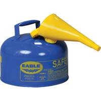 Bidon de s&eacute;curit&eacute; pour le k&eacute;ros&egrave;ne avec entonnoir, Type I, Acier galvanis&eacute;, 2,5 gal. US, Bleu, Homologu&eacute; FM/List&eacute; UL/ULC GTA Hardware Inc