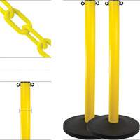 Ensemble de montants industriels avec chaîne en plastique, Hauteur de 37", Jaune GTA Hardware Inc