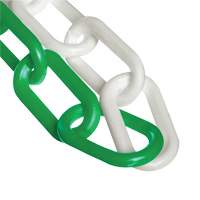 Chaîne de barri&egrave;re en plastique &agrave; deux couleurs, Vert/Blanc, Maillon de 2", 500' de long GTA Hardware Inc