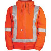 Chandail haute visibilit&eacute; &agrave; fermeture &eacute;clair sur le devant, r&eacute;sistant au vent, avec capuchon amovible, Hommes, Petit, Orange haute visibilit&eacute;, 27,7 cal/cm² GTA Hardware Inc