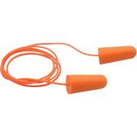 Bouchons d'oreilles coniques jetables en mousse de PU orange SEALTEC33, Vrac - Sac en poly, Avec cordon GTA Hardware Inc