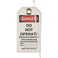 &eacute;tiquettes de verrouillage, Plastique, 3" la x 5-1/2" h, Anglais GTA Hardware Inc
