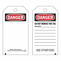 Self-Laminating Safety Tags, Polyester, 3" W x 5-3/4" H, English GTA Hardware Inc