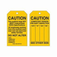 Scaffold Safety Tags, Polyester, 4" W x 7" H, English GTA Hardware Inc