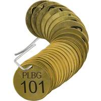 Numbered "PLPG" Valve Tags, # 101-125, Brass, 1.5" dia GTA Hardware Inc