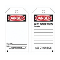 Accident Prevention Tags, Polyester, 3" W x 5-3/4" H, English GTA Hardware Inc