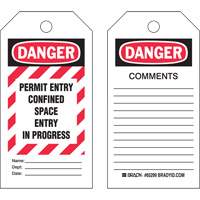 "Confined Space" Tags, Polyester, 3" W x 5-3/4" H, English GTA Hardware Inc