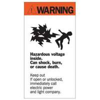 "Warning Hazardous Voltage" Sign, 8" x 4-1/2", Acrylic, English with Pictogram GTA Hardware Inc
