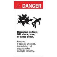 "Danger Hazardous Voltage" Sign, 8" x 4-1/2", Acrylic, English with Pictogram GTA Hardware Inc