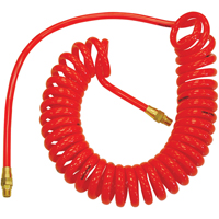Flexcoil Self-Storing Polyurethane Air Hoses With Fittings, Air, 1/4" ID x 15' L, Polyurethane, 140 PSI at 23 °C GTA Hardware Inc