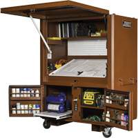 Coffre de chantier et surface de travail sur le terrain, 33" la x 63" p x 80" h, Acier, Rouge GTA Hardware Inc