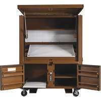 Coffre de chantier et surface de travail sur le terrain, 33" la x 63" p x 80" h, Acier, Rouge GTA Hardware Inc