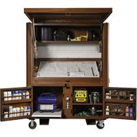 Coffre de chantier et surface de travail sur le terrain, 33" la x 63" p x 80" h, Acier, Rouge GTA Hardware Inc