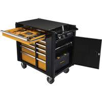 Chariot &agrave; outils &eacute;lectrique, 11 tiroirs, 42-1/2" la x 24-7/16" p x 41" h, Noir/Orange GTA Hardware Inc